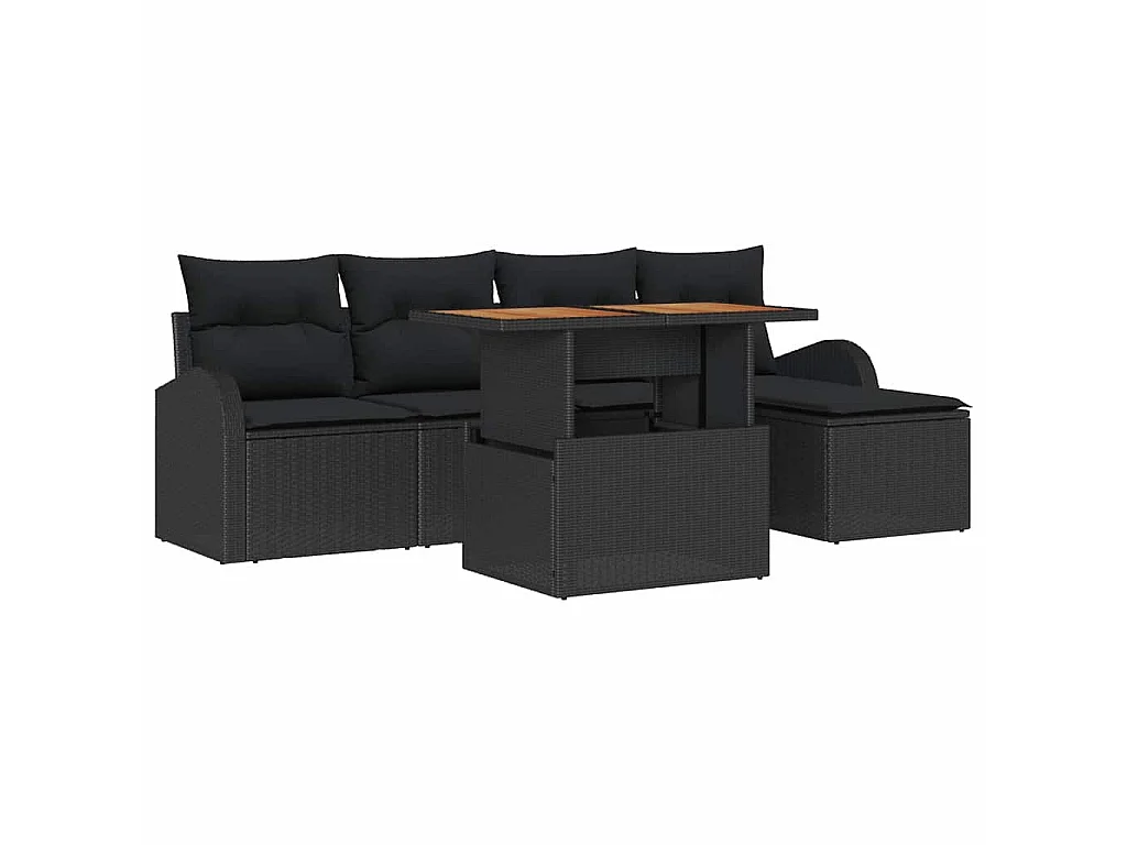 Ensemble de canapé de jardin avec coussin 6 pcs Noir