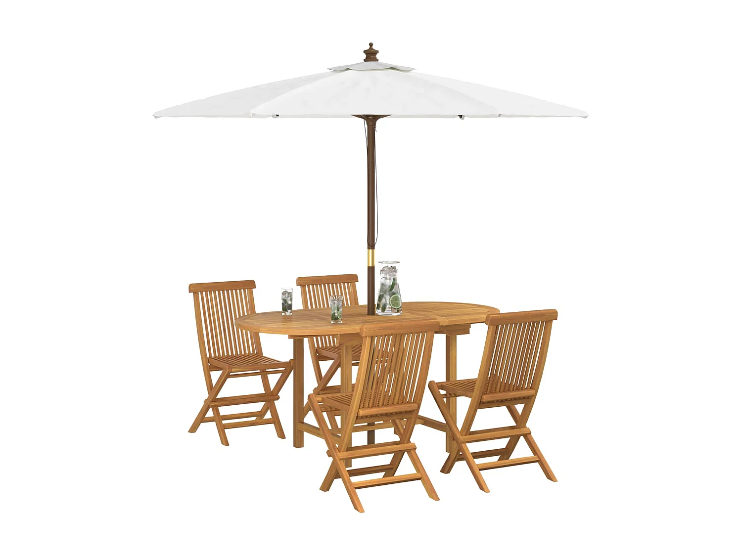 Garten Essgruppe 5 pcs Braun Massivholz Teak