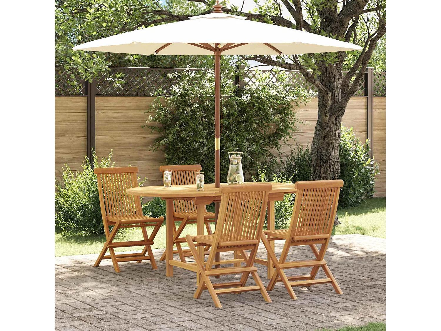 Ensemble de salle à manger pour jardin 5 pcs Marron