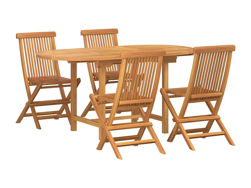 Garten Essgruppe 5 pcs Braun Massivholz Teak
