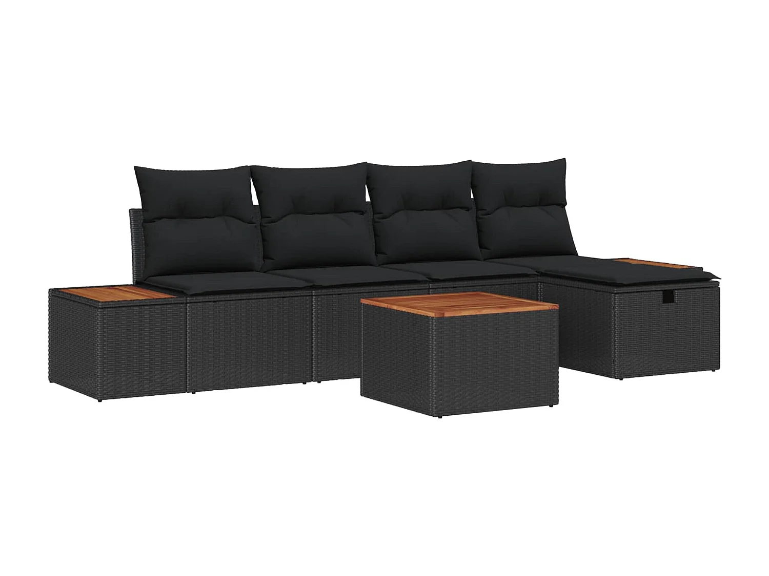 Conjunto de sofás de jardín 6 pcs Negro ratán sintético