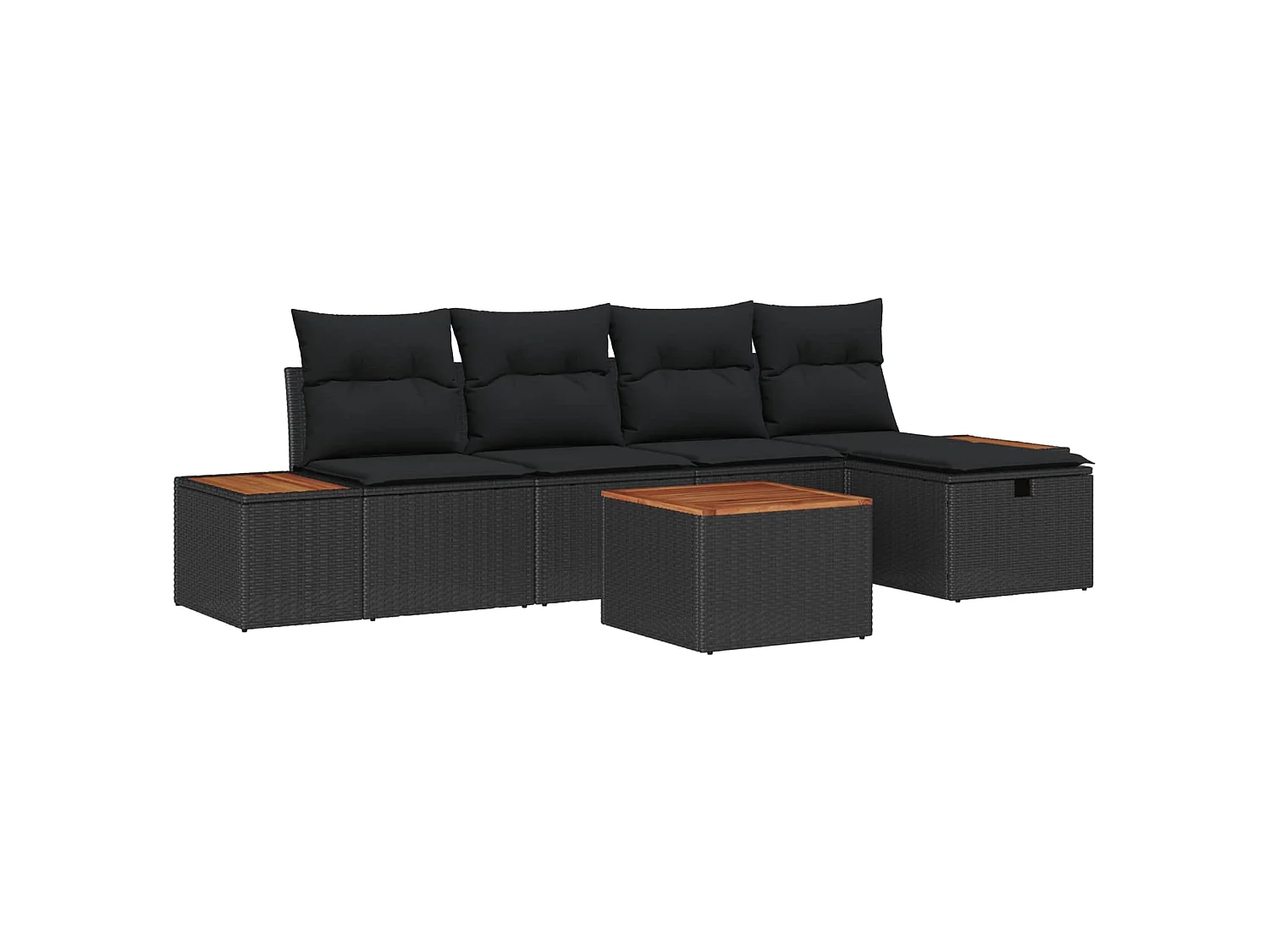 Ensemble de canapé de jardin 6 pc Noir polyrotin
