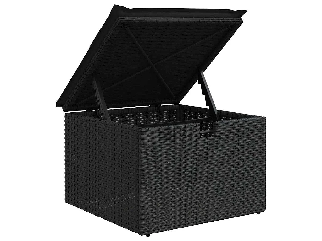Ensemble de canapé de jardin 6 pc Noir polyrotin