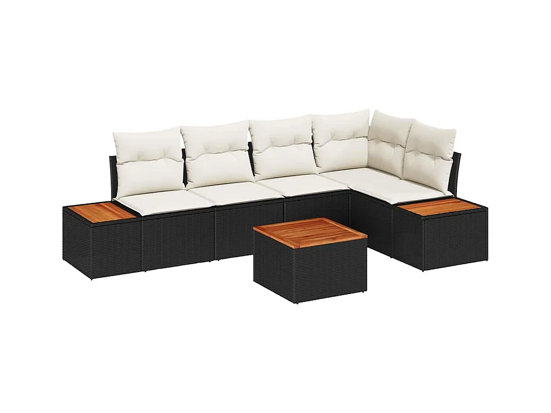 Ensemble de canapé de jardin avec coussin 6 pcs Noir et crème