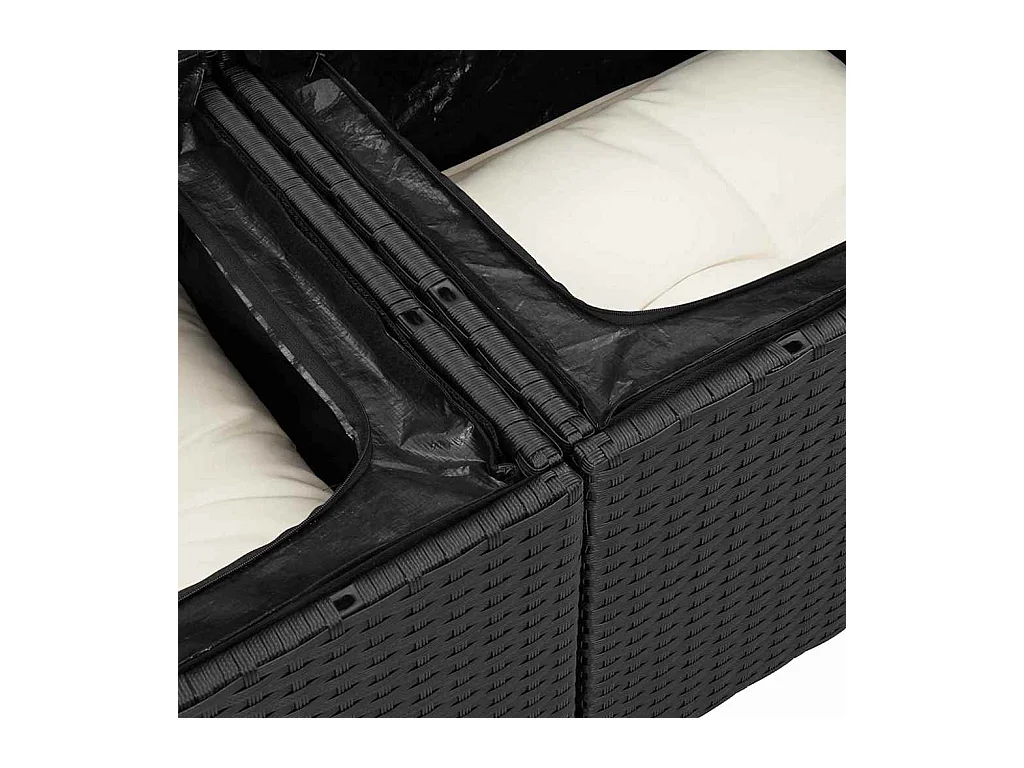 Ensemble de canapé de jardin avec coussin 6 pcs Noir et crème