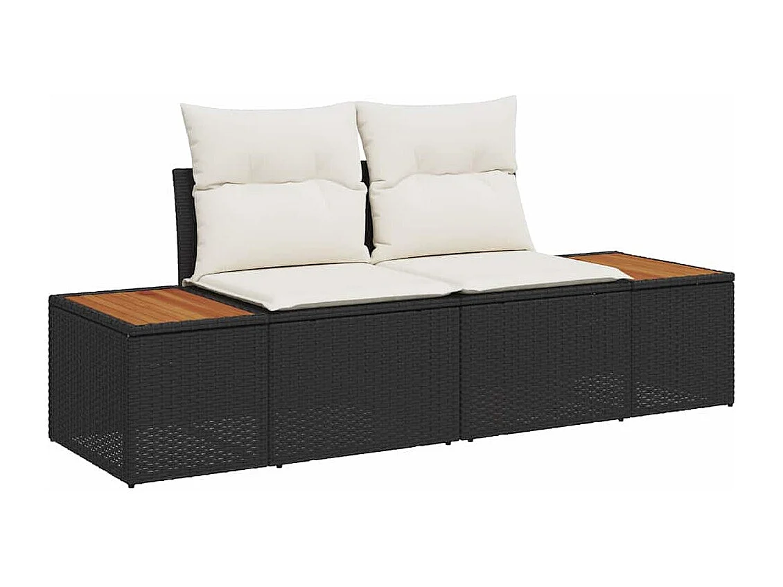 Tuin Sofa Set met kussen met opslag 9 pcs Zwart Poly riet