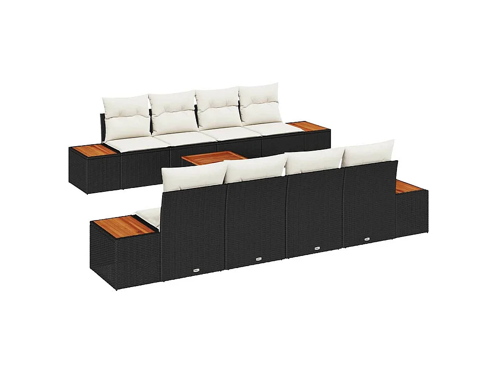 Tuin Sofa Set 9 st Zwart Poly riet
