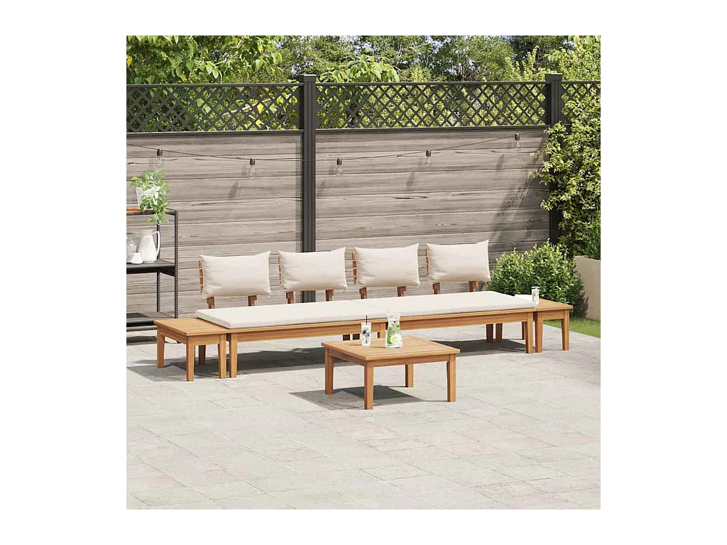 Gartenbänke Set mit Kissen mit Speicher 5 pcs Braun, Creme