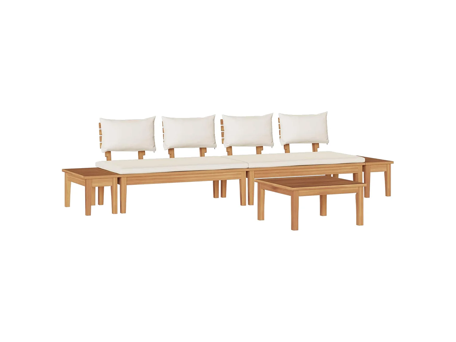 Ensemble de canapé de jardin 5 pcs Marron et Crème