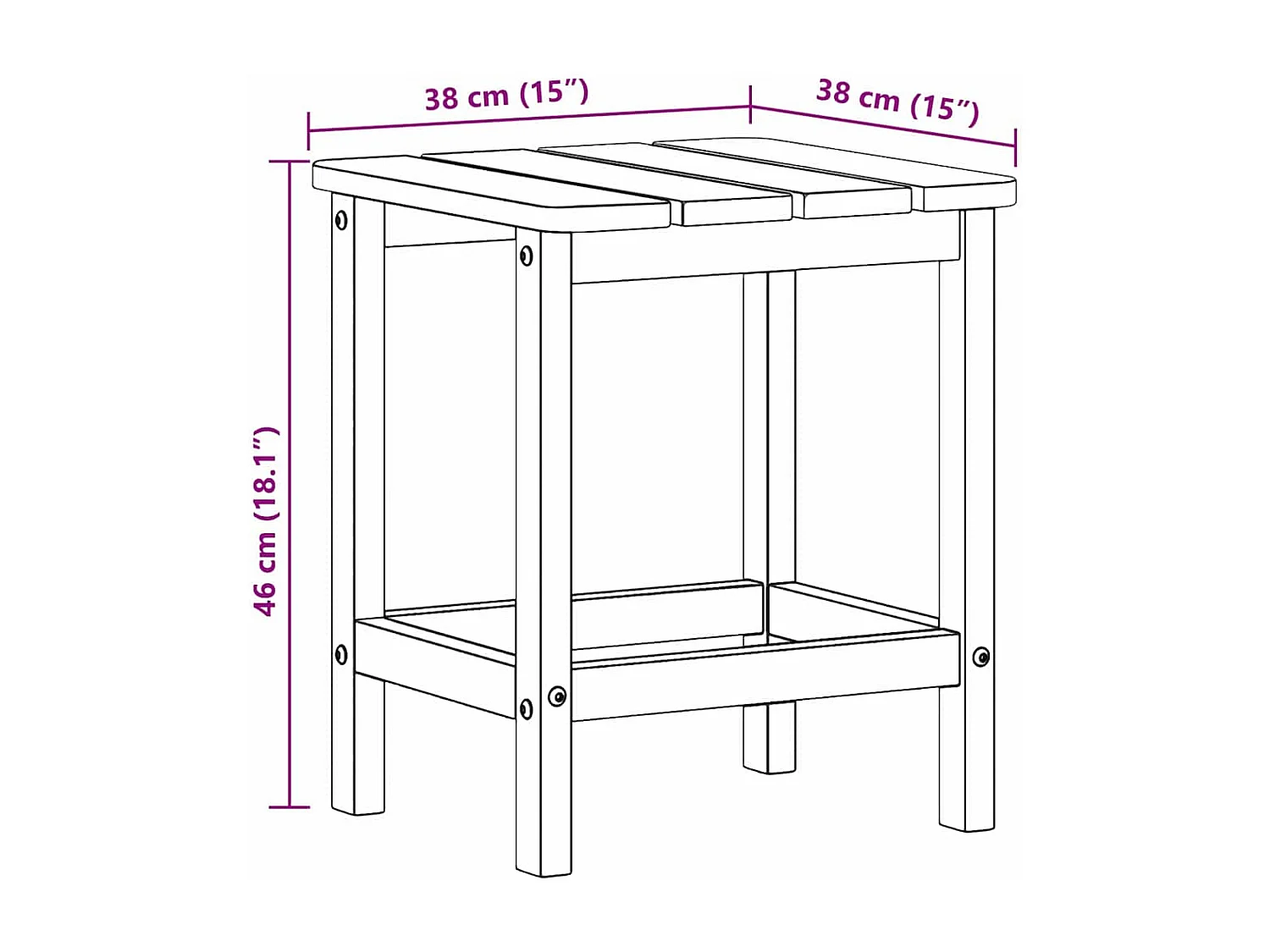 Beistelltisch Schwarz 38 x 38 x 46 cm Polyethylen