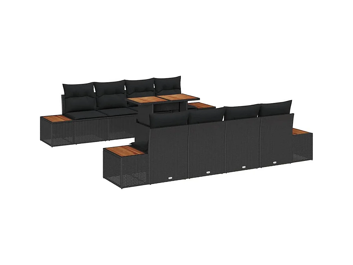 Ensemble de salle à manger pour jardin 9 pcs Noir et Marron