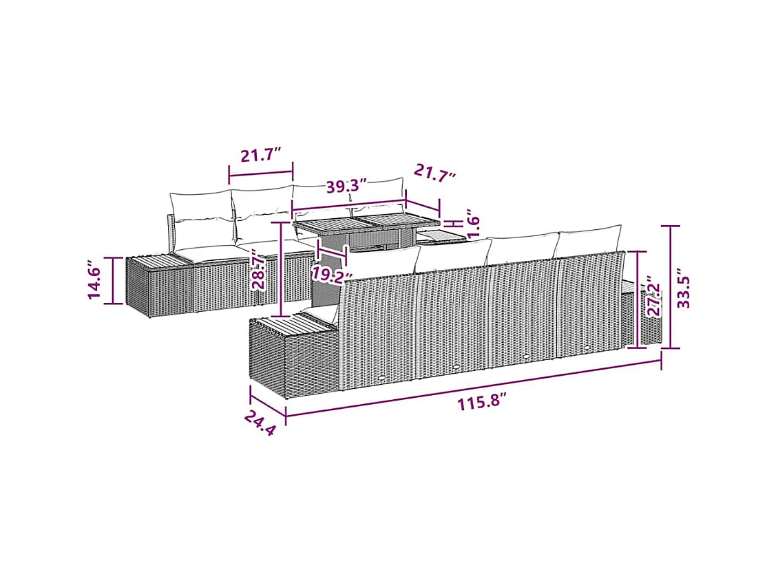 Ensemble de salle à manger pour jardin 9 pcs Noir et Marron