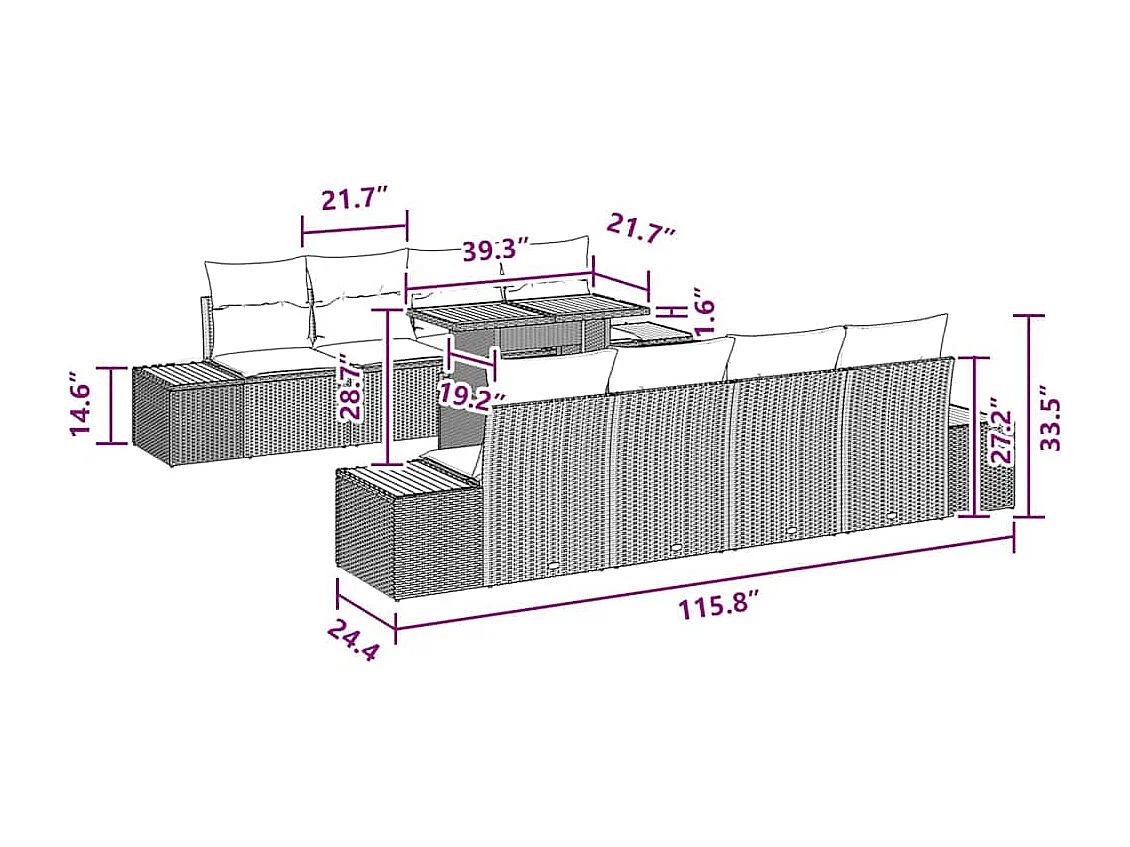 Ensemble de salle à manger pour jardin 9 pcs Noir et Marron