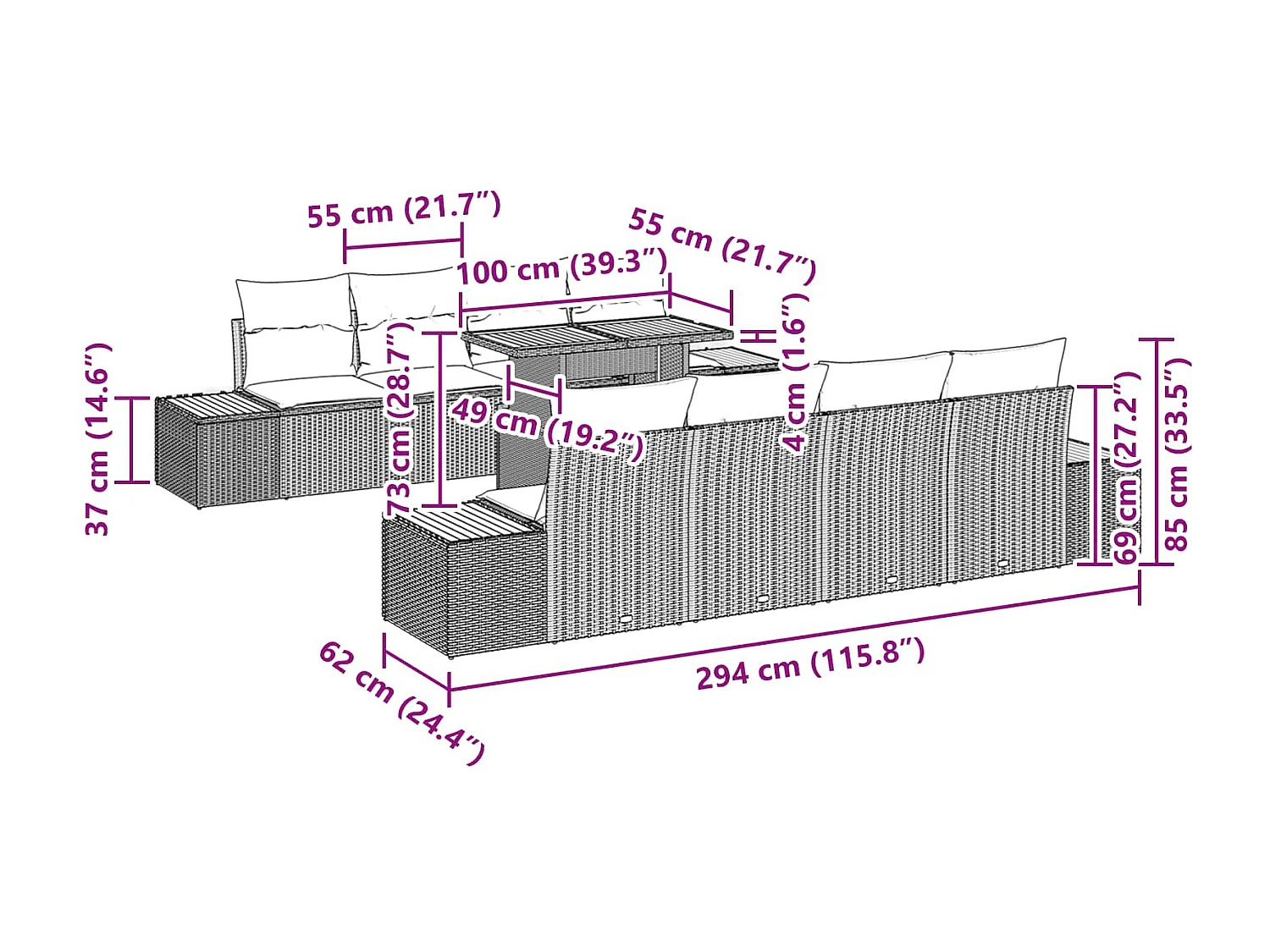 Ensemble de salle à manger pour jardin 9 pcs Noir et Marron