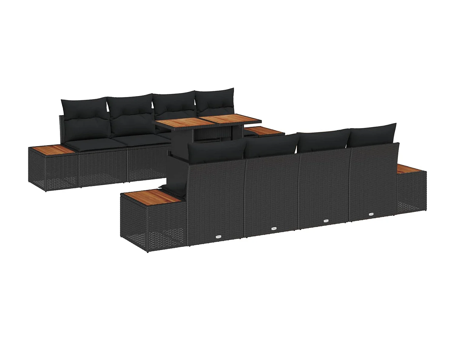 Ensemble de salle à manger pour jardin 9 pcs Noir et Marron