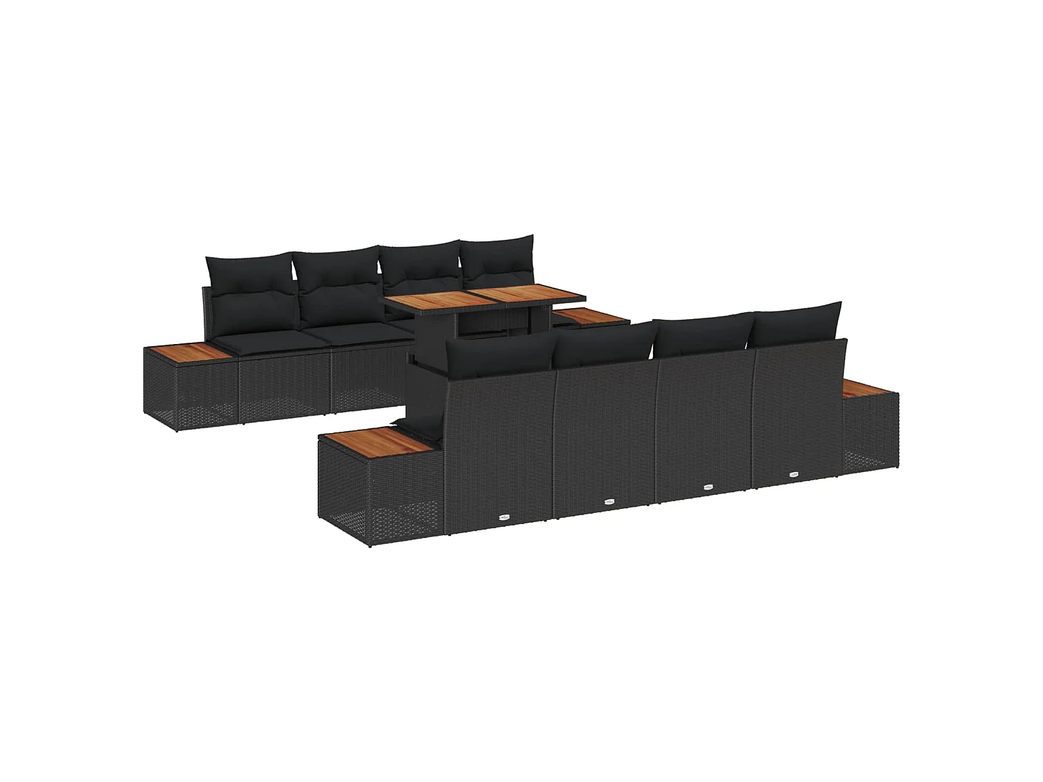 Tuinbankenset 9 st Zwart poly rattan