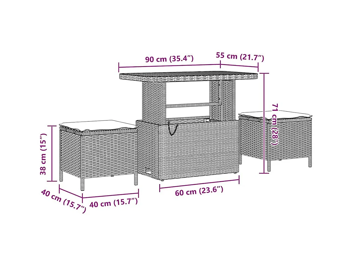 Ensemble de canapé de jardin avec coussin Beige Poly rotin