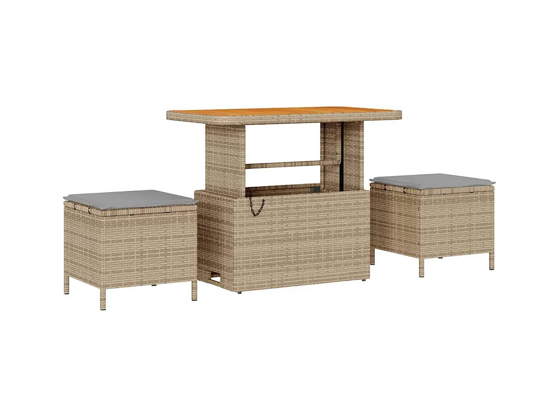 Ensemble de canapé de jardin avec coussin Beige Poly rotin