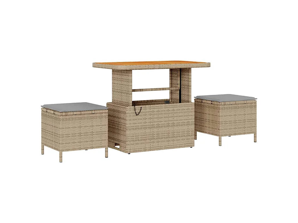 Tuinbankenset met kussen met opslag 13 pcs Beige Poly riet