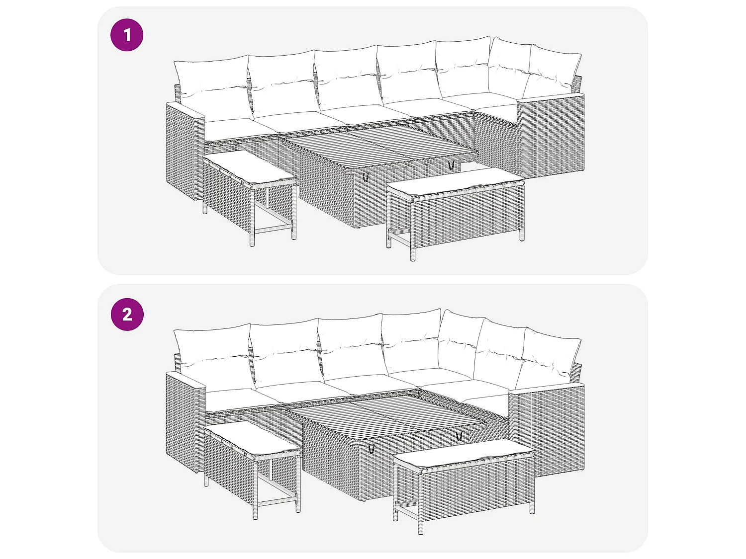 Ensemble de canapé de jardin 9 pcs Noir polyrotin