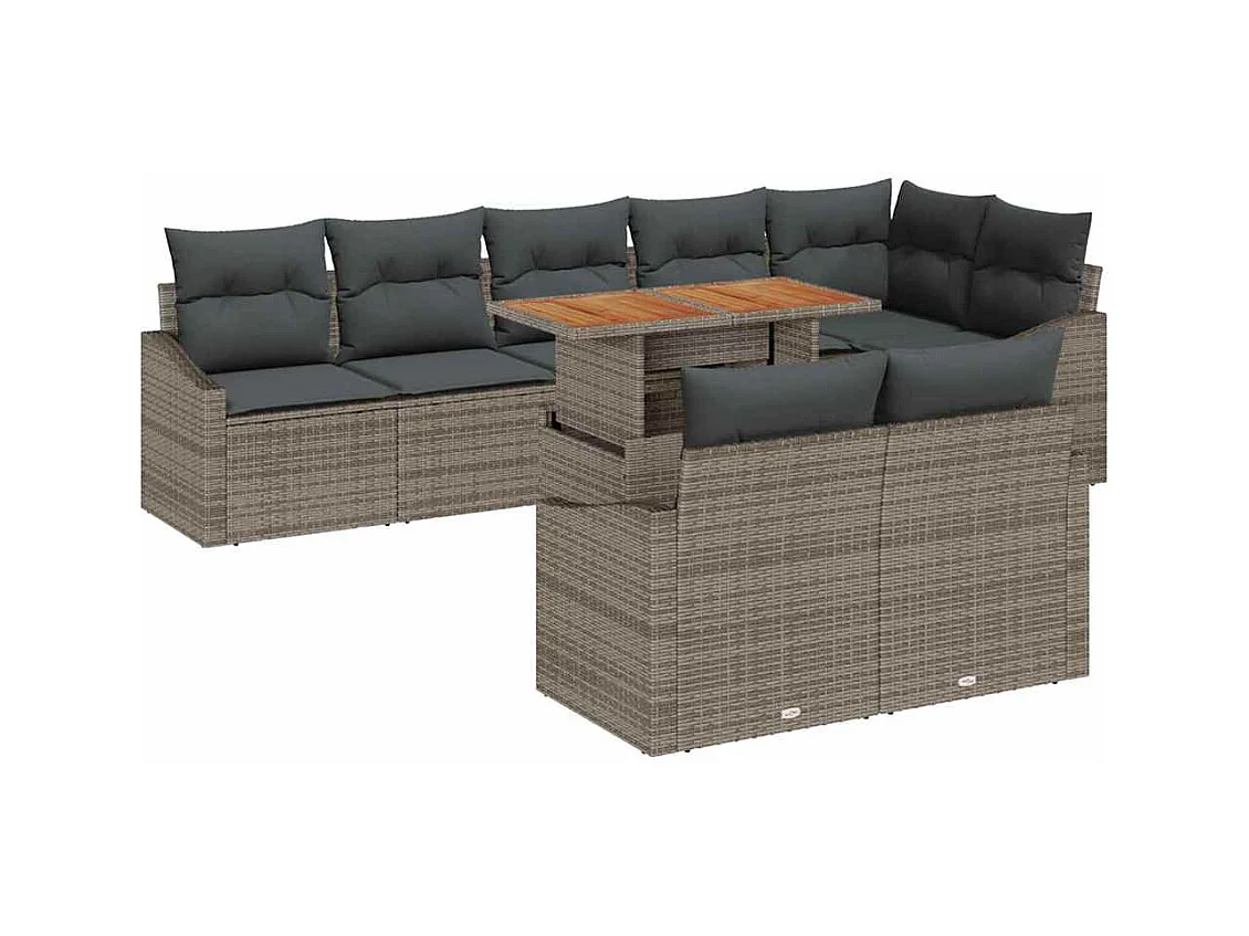 Garten-Sofa-Set mit Kissen mit Kissen 9 pcs Grau und Braun
