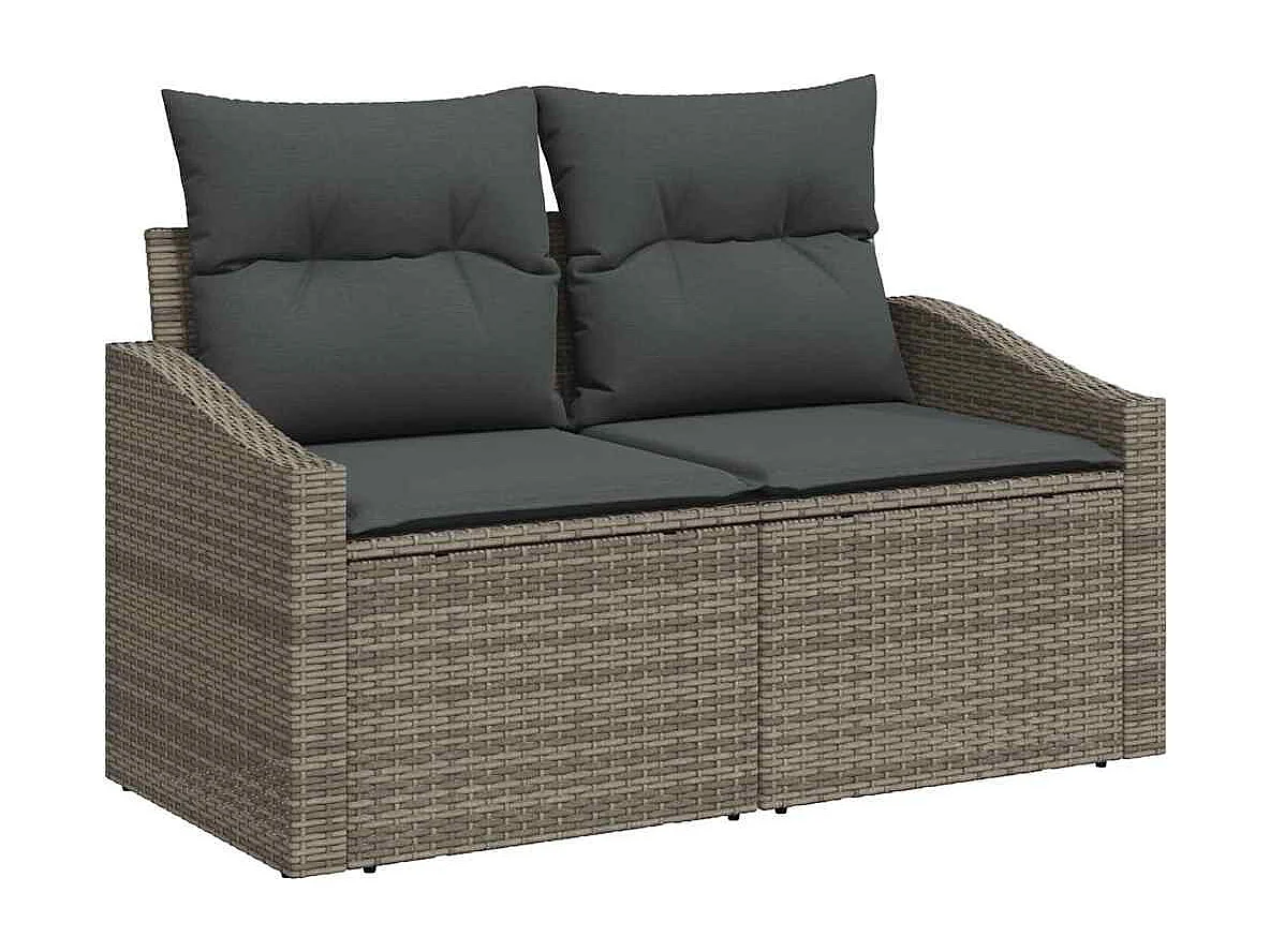 Ensemble de canapé de jardin avec coussin 9 pcs Gris et marron