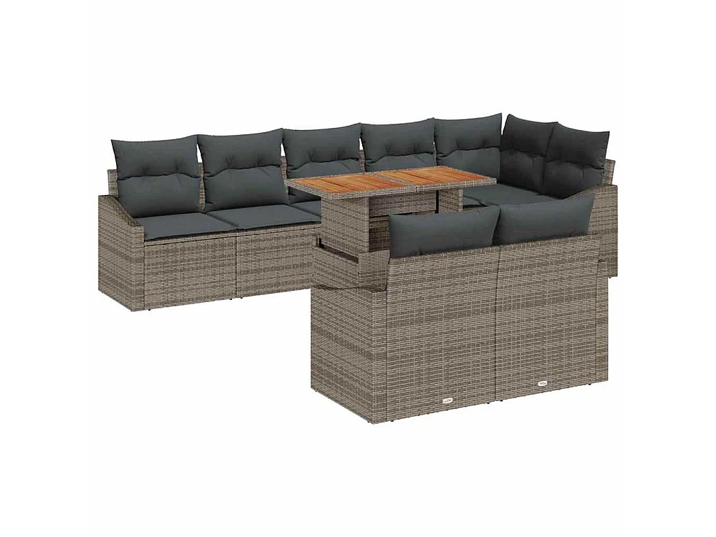 Ensemble de canapé de jardin avec coussin 9 pcs Gris et marron