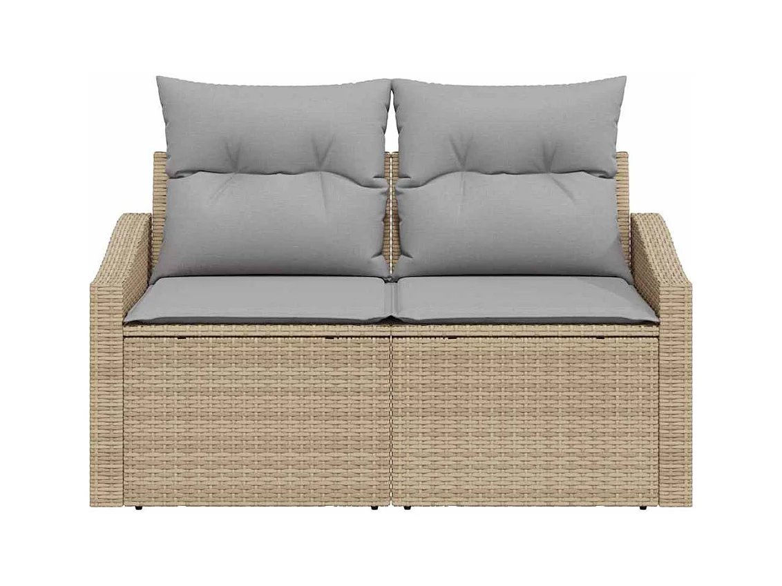 Canapé de jardin avec coussin Beige 123 x 62 x 69 cm polyrotin