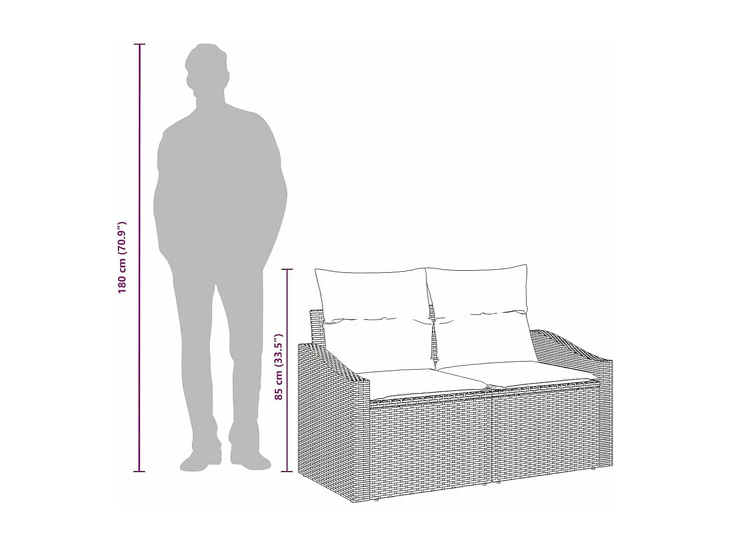 Canapé de jardin avec coussin Beige 123 x 62 x 69 cm polyrotin