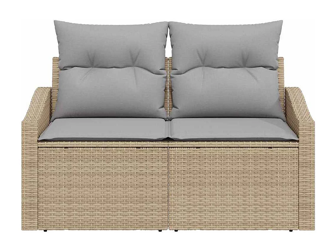 Sofá de jardín con cojín 123 x 62 x 69 cm ratán sintético