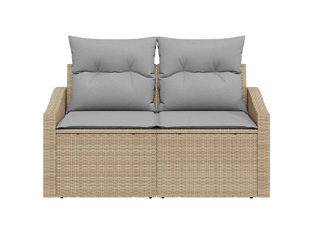 Sofá de jardim com almofada 123 x 62 x 69 cm vime PE