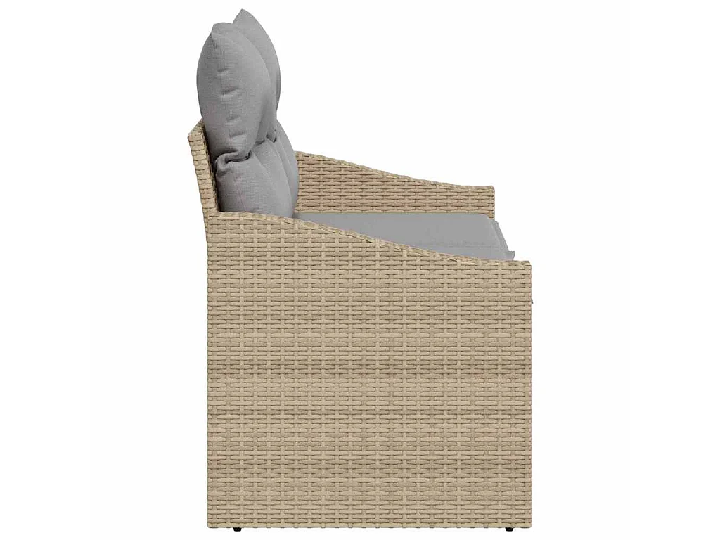Sofá de jardim com almofada 123 x 62 x 69 cm vime PE