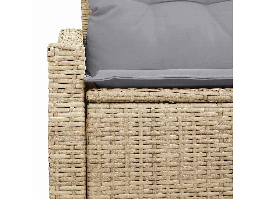 Sofá de jardim com almofada 123 x 62 x 69 cm vime PE