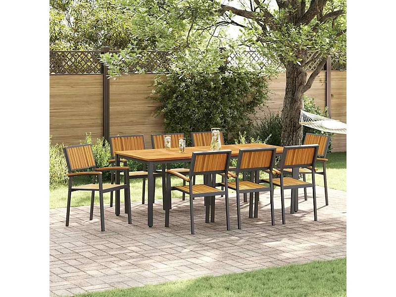 Tuin Eetset 9 pcs Zwart en bruin 200 x 90 x 75 cm