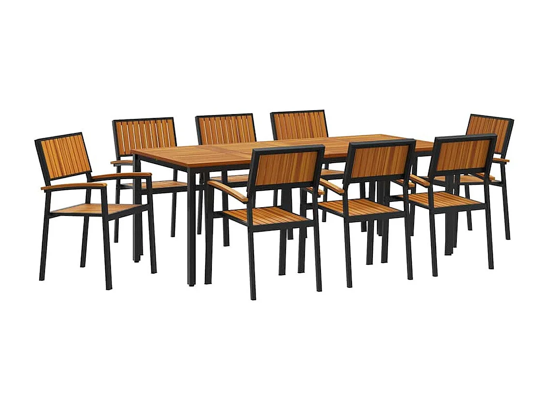 Conjunto de Jantar para Jardim 9 pcs Preto