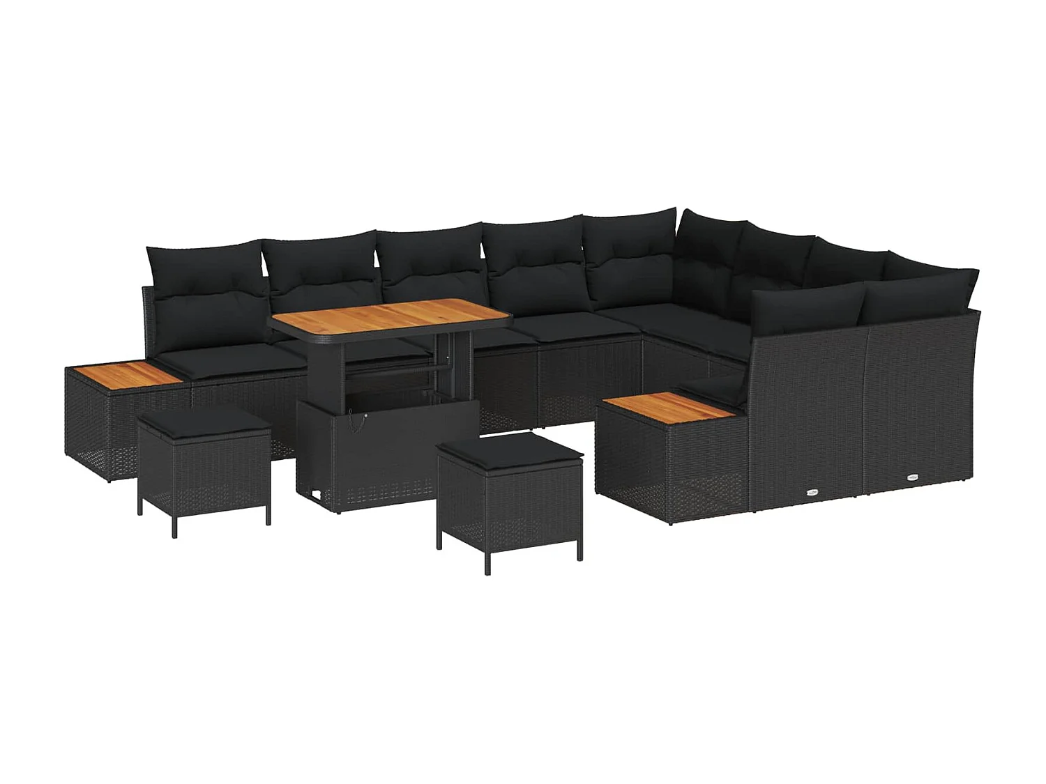 Ensemble de canapé de jardin 12 pcs Noir Poly rotin