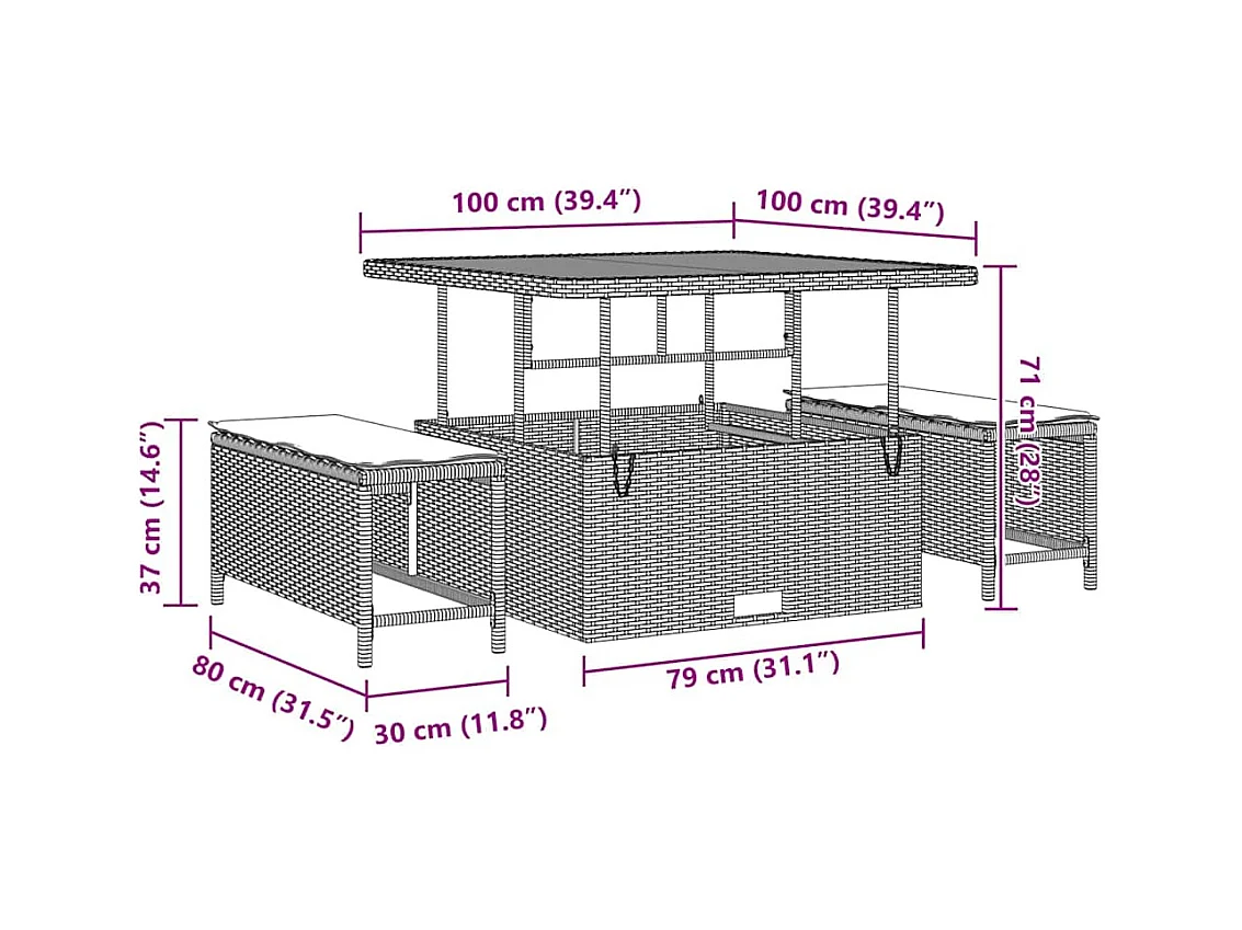 Ensemble de canapé de jardin avec coussin 8 pcs Noir et crème