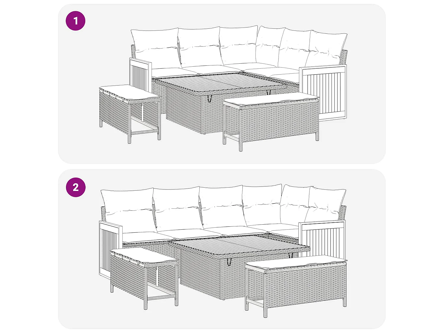 Ensemble de canapé de jardin 8 pc 8-Nombre de places