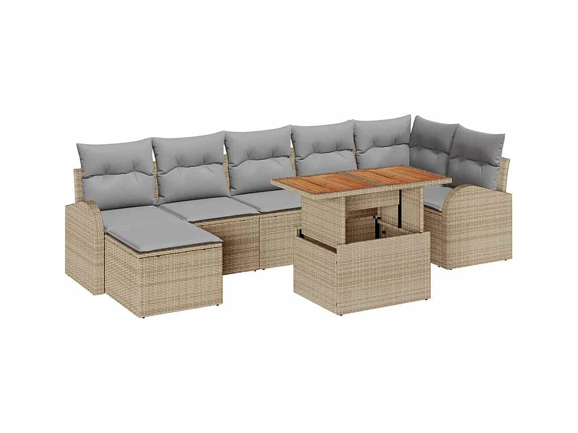 Ensemble de canapé de jardin 8 pcs beige et gris clair