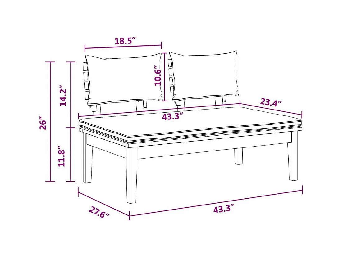 Panchina da giardino 2 pcs Marrone Legno massello di teak
