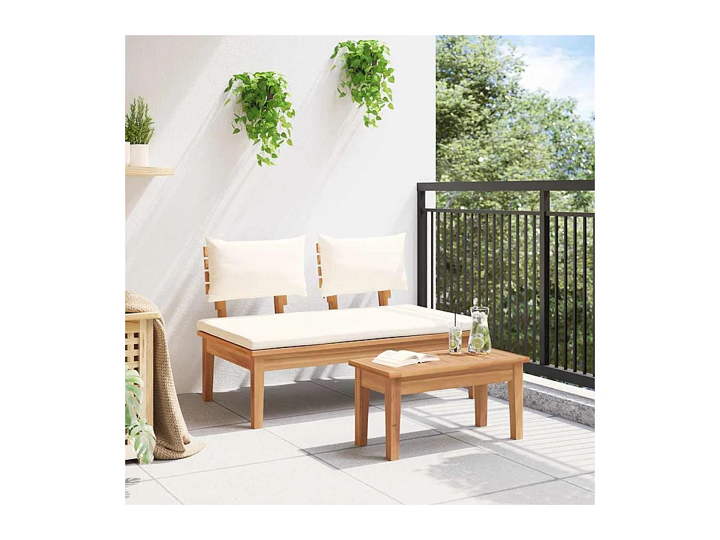 Panchina da giardino 2 pcs Marrone Legno massello di teak