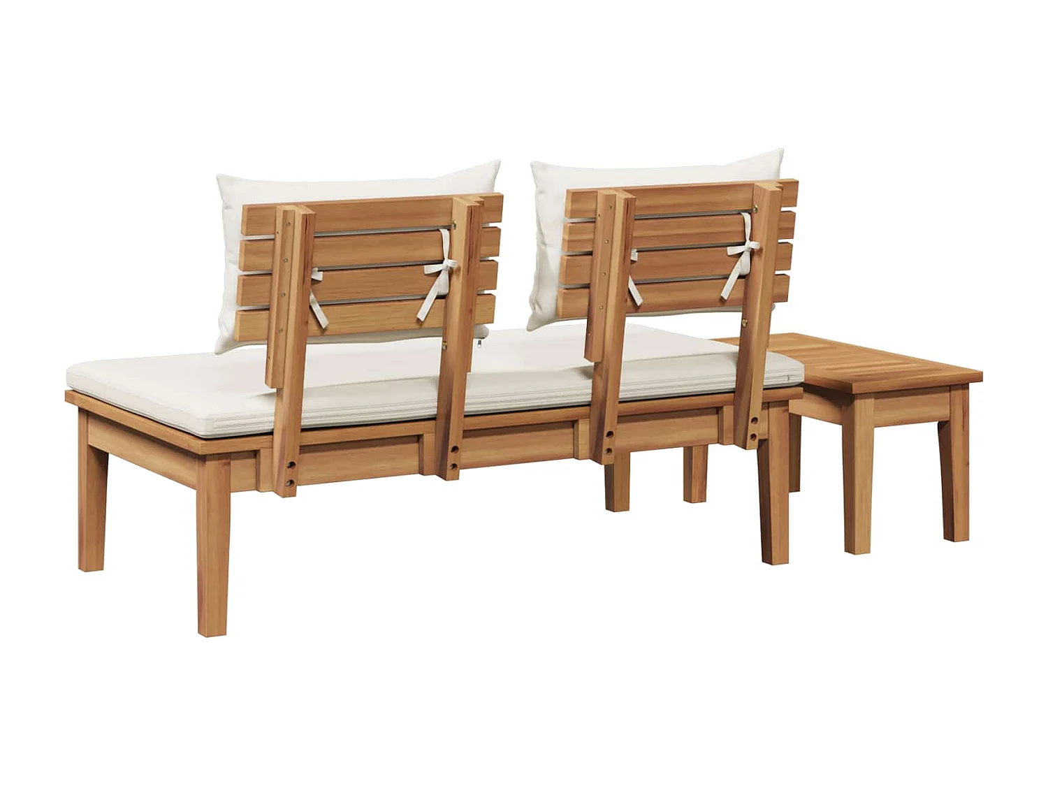 Tuinbank 2 pcs Crème en bruin Massief teakhout