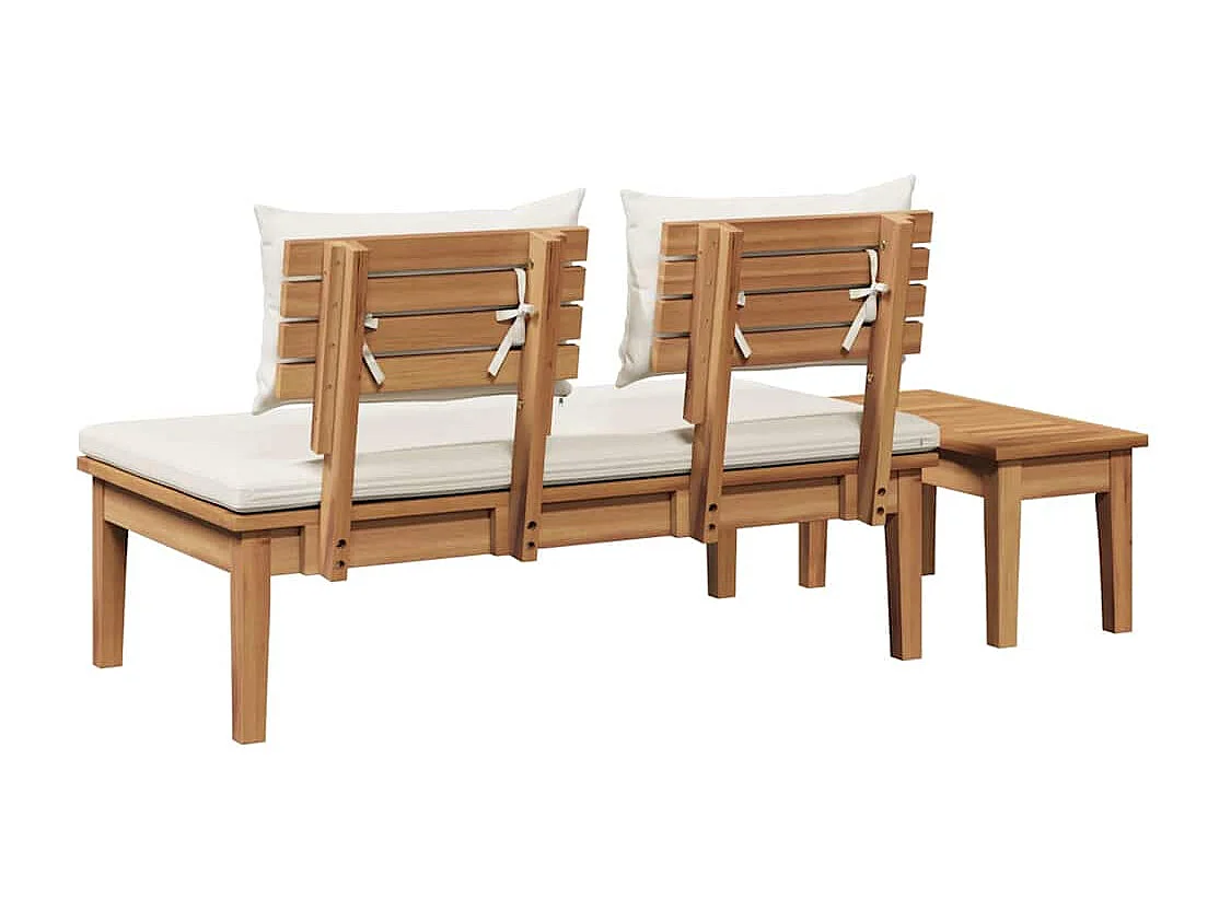 Tuinbank 2 pcs Crème en bruin Massief teakhout