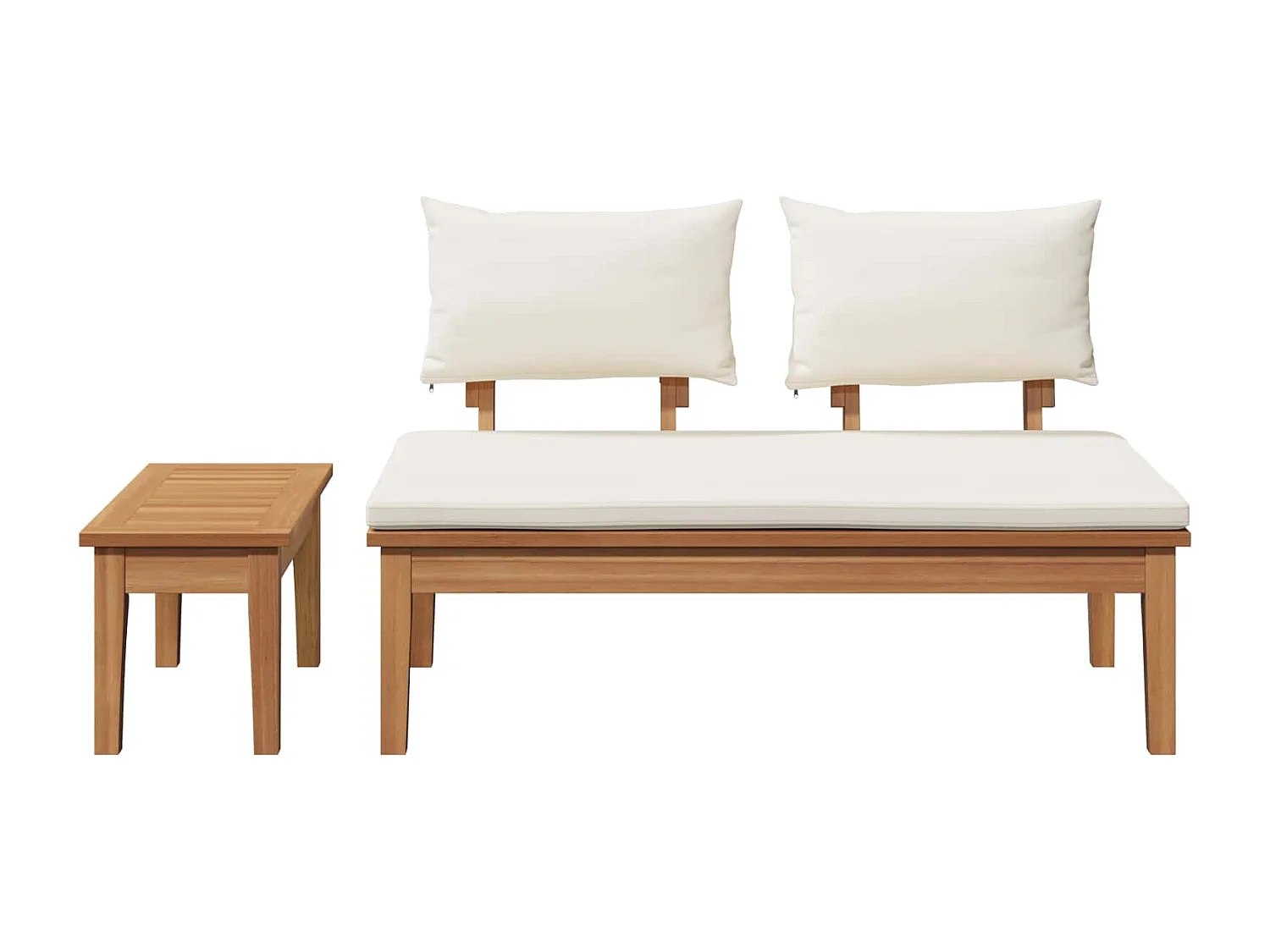 Banc de jardin 2 pcs Crème et marron Bois de teck massif