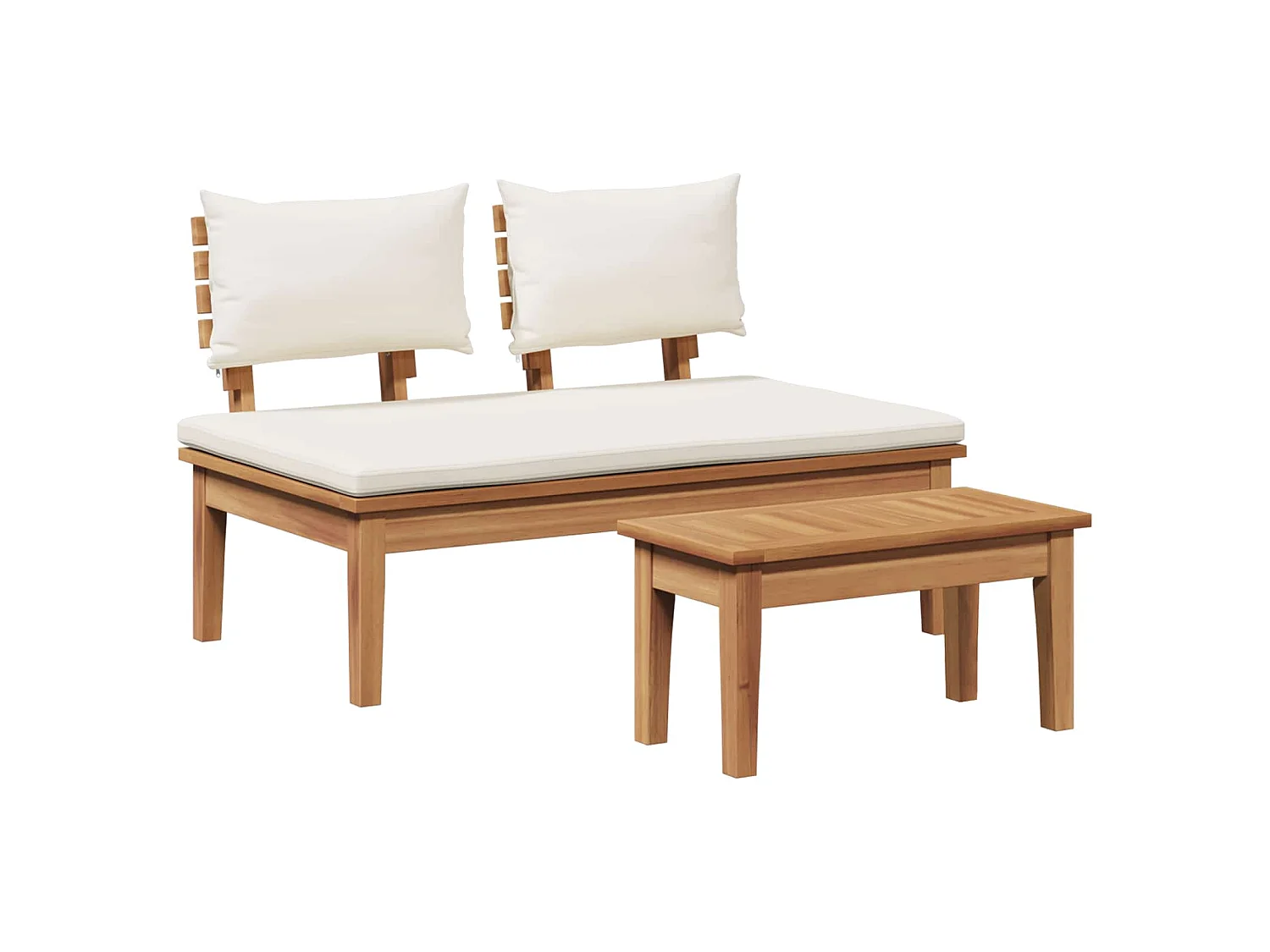 Ensemble banc et table de jardin 2 pcs Crème et marron
