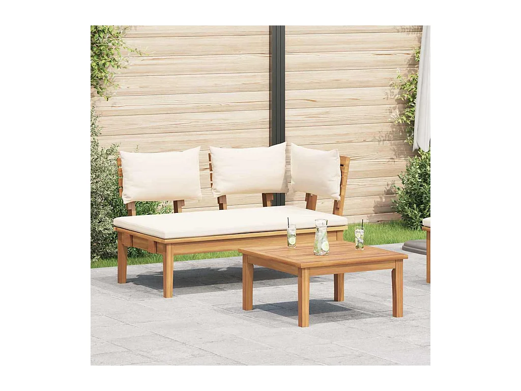 Gartenbank 2 pcs Braun Massivholz Teak