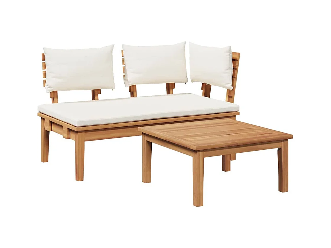 Gartenbank 2 pcs Braun Massivholz Teak