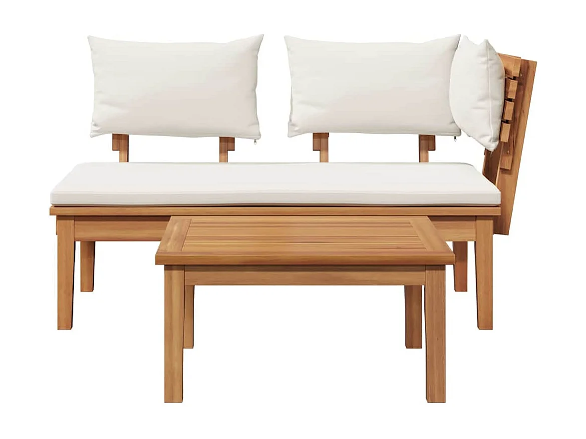 Gartenbank 2 pcs Braun Massivholz Teak
