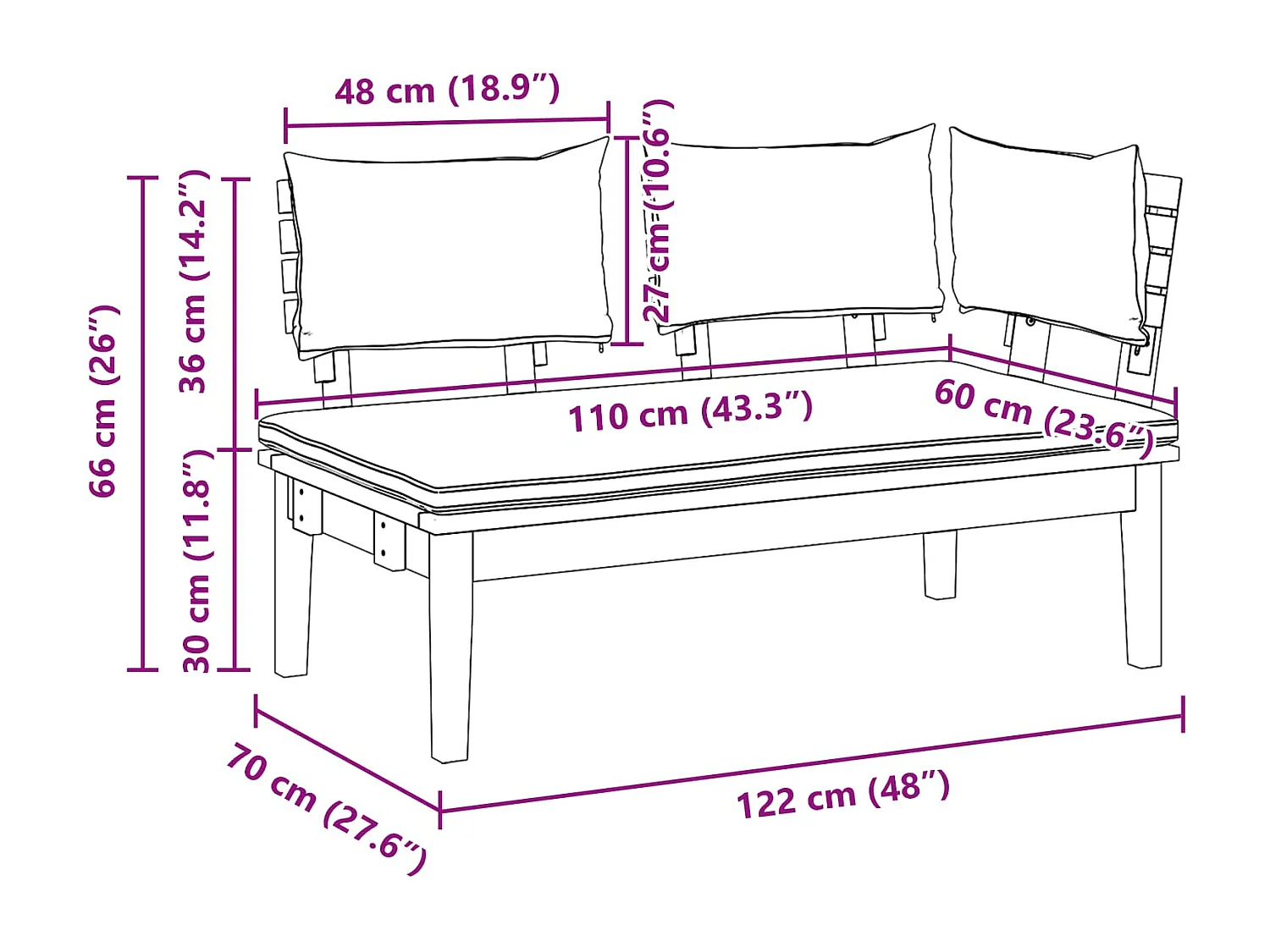 Tuinbank 2 pcs Bruin Massief teakhout