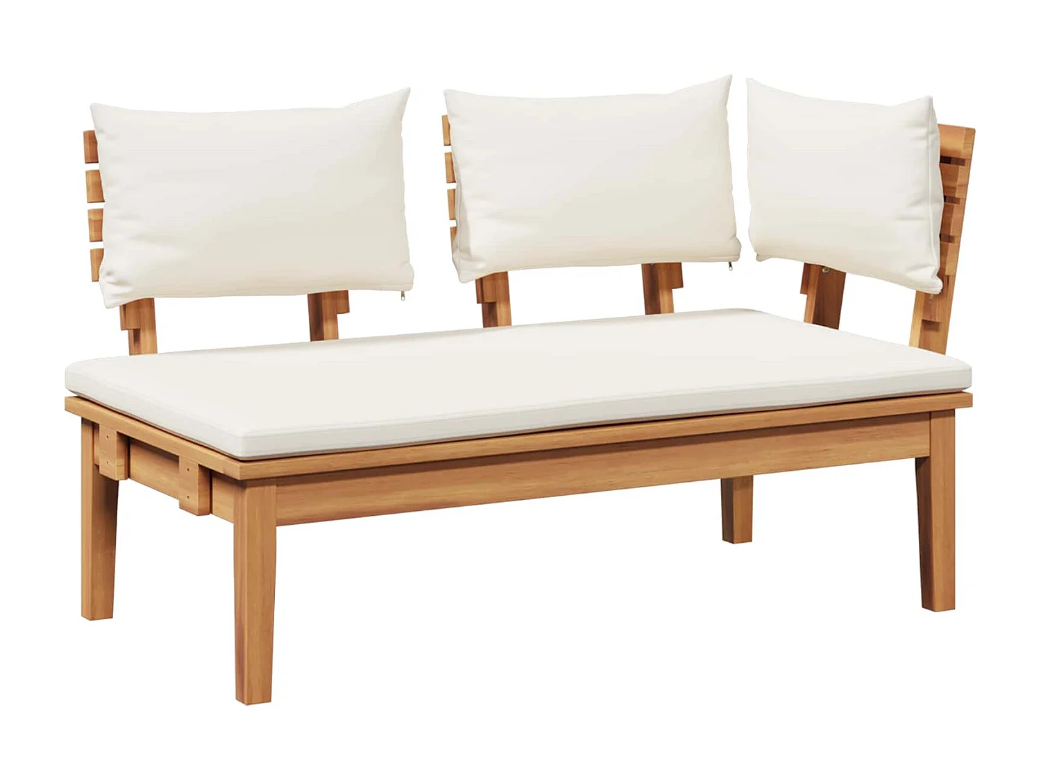 Banc de jardin 2 pcs Crème et marron Bois de teck massif